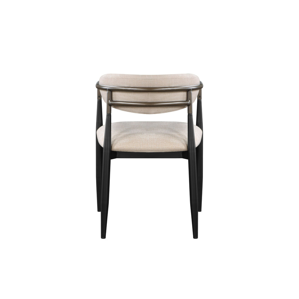 Set of 2 Beige and Black Armchair with Open Back-4