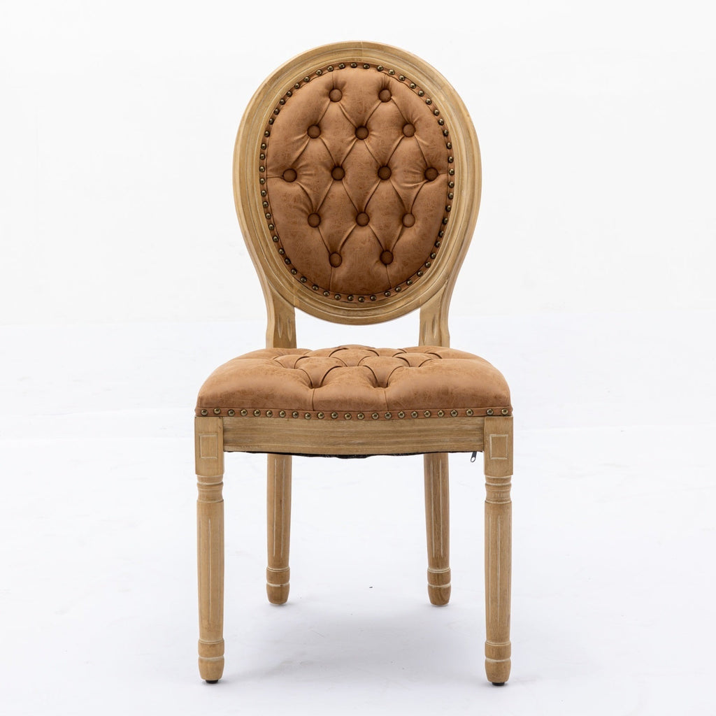 Set of 2 French Style Solid Wood Antique Dining Chairs-2