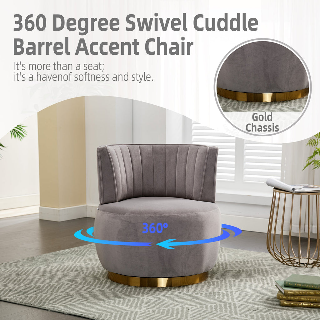 360 Degree Swivel Cuddle Barrel Accent Sofa Chairs-4