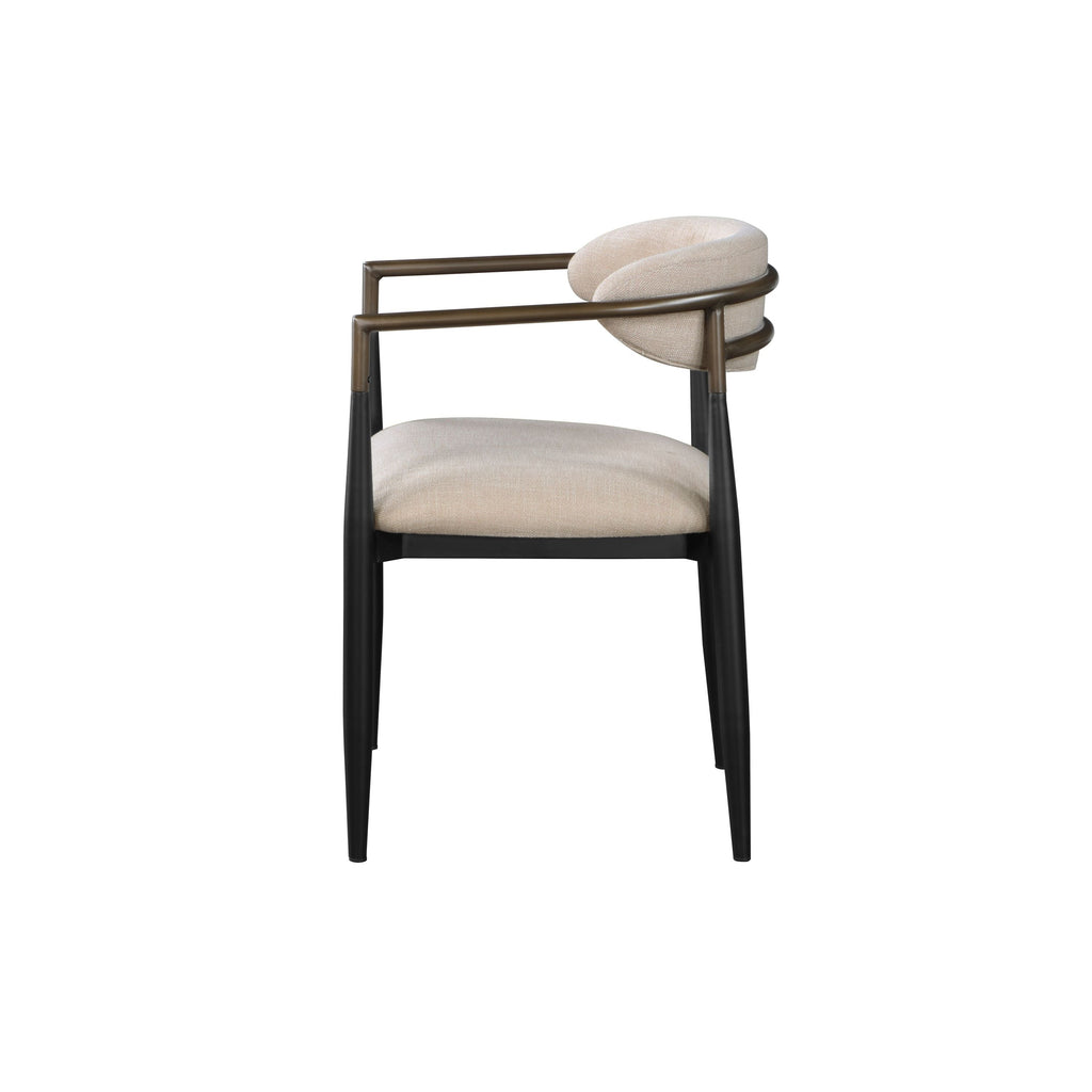 Set of 2 Beige and Black Armchair with Open Back-3
