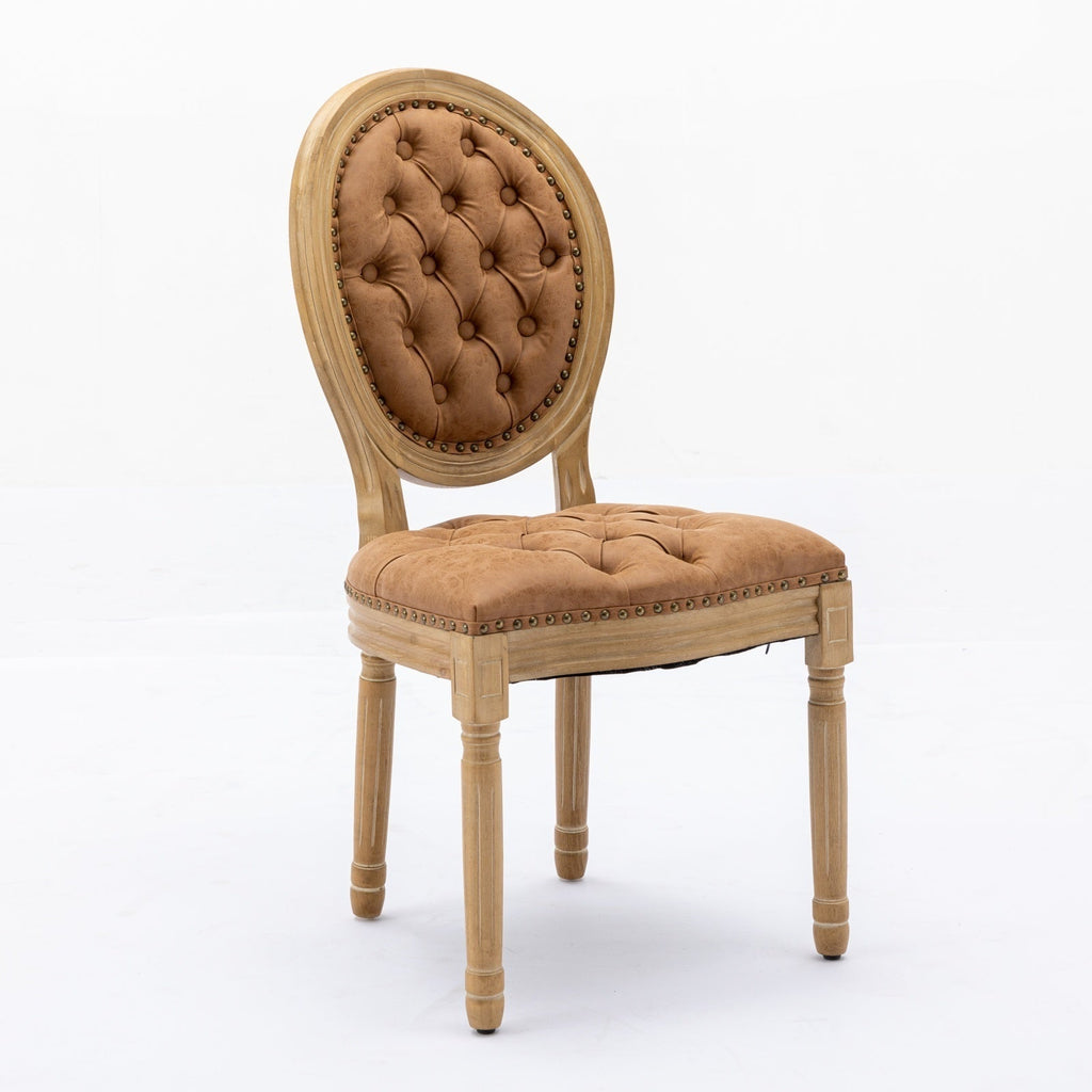 Set of 2 French Style Solid Wood Antique Dining Chairs-3