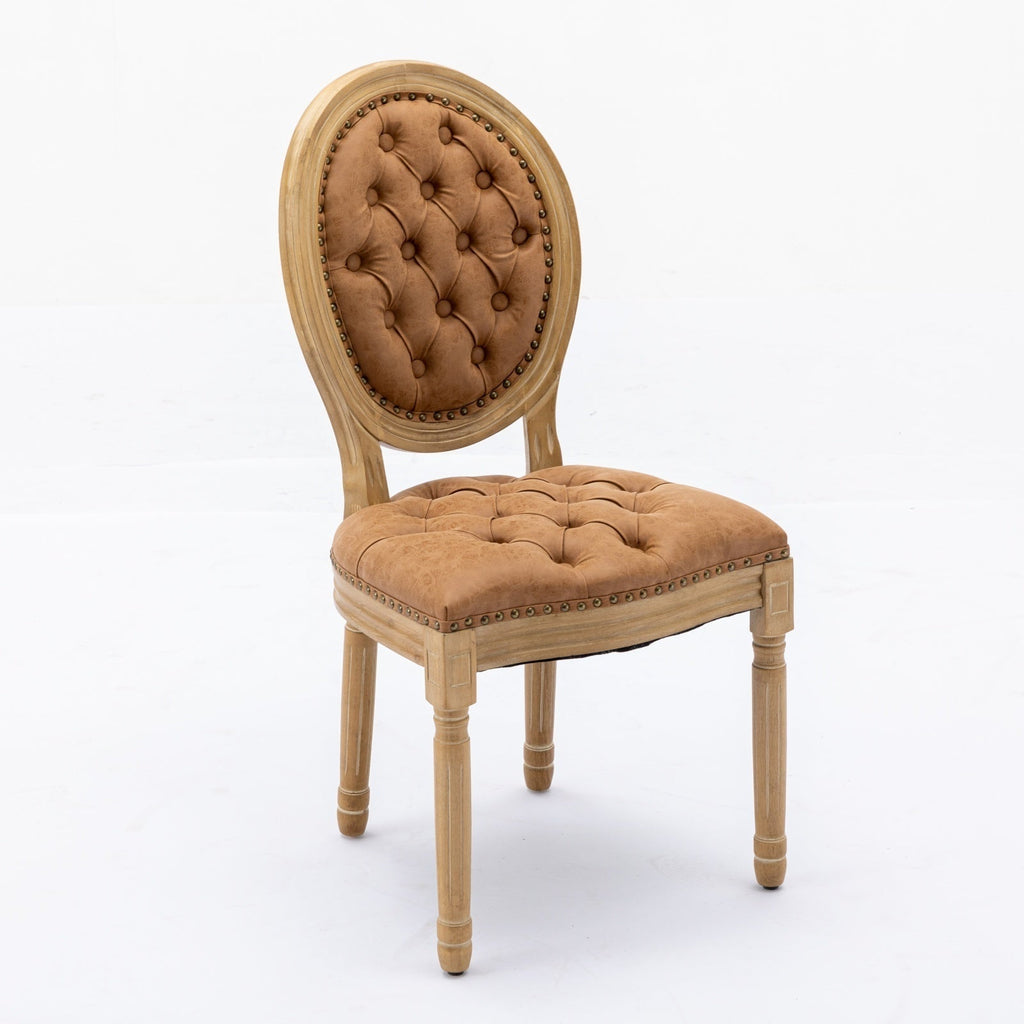 Set of 2 French Style Solid Wood Antique Dining Chairs-4