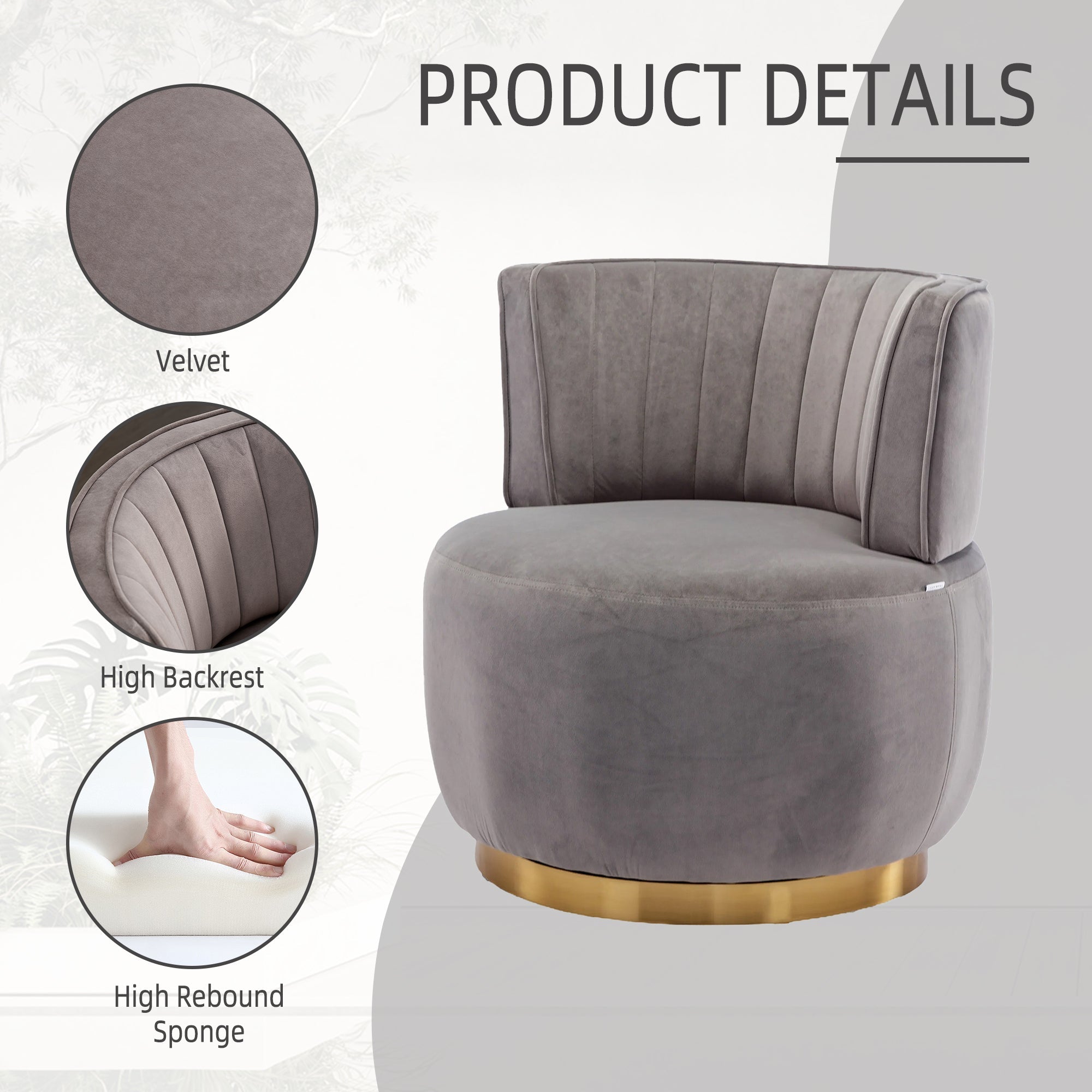 360 Degree Swivel Cuddle Barrel Accent Sofa Chairs-3