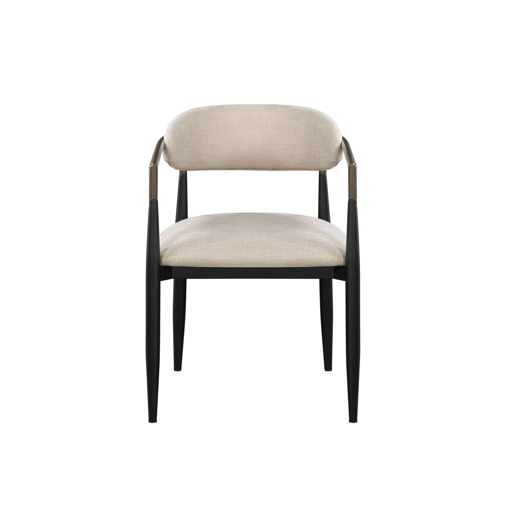 Set of 2 Beige and Black Armchair with Open Back-2