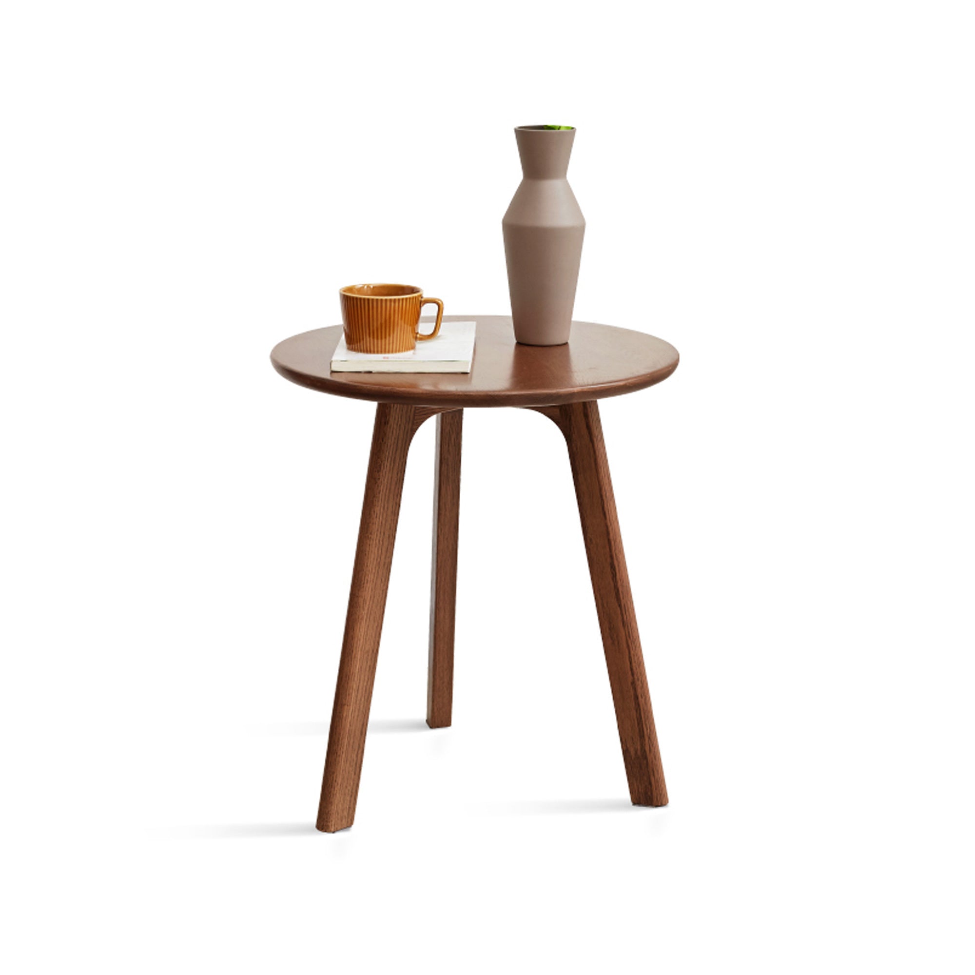 Natural Solid Oak Wood Round End Table-0