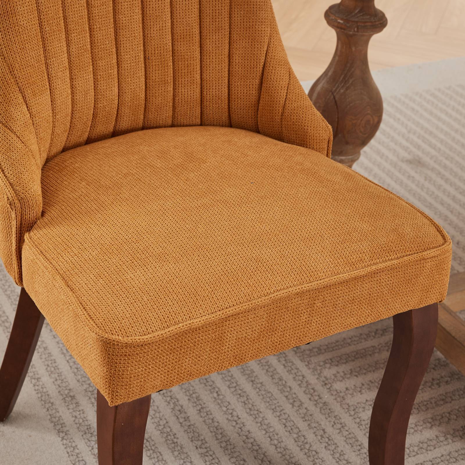 Set of 2 Rayon Cloth Flocking Linen Dining Chairs-2