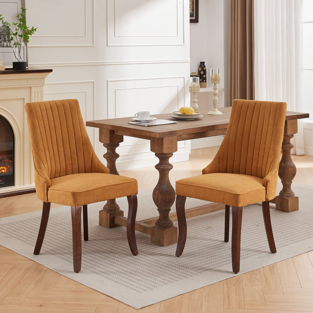 Set of 2 Rayon Cloth Flocking Linen Dining Chairs-1