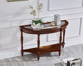 Half Moon Glass Top Oka Wood Console Table-1