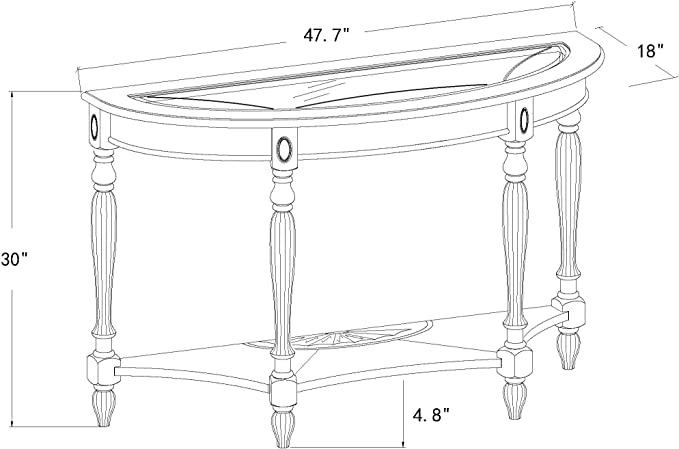 Half Moon Glass Top Oka Wood Console Table-2
